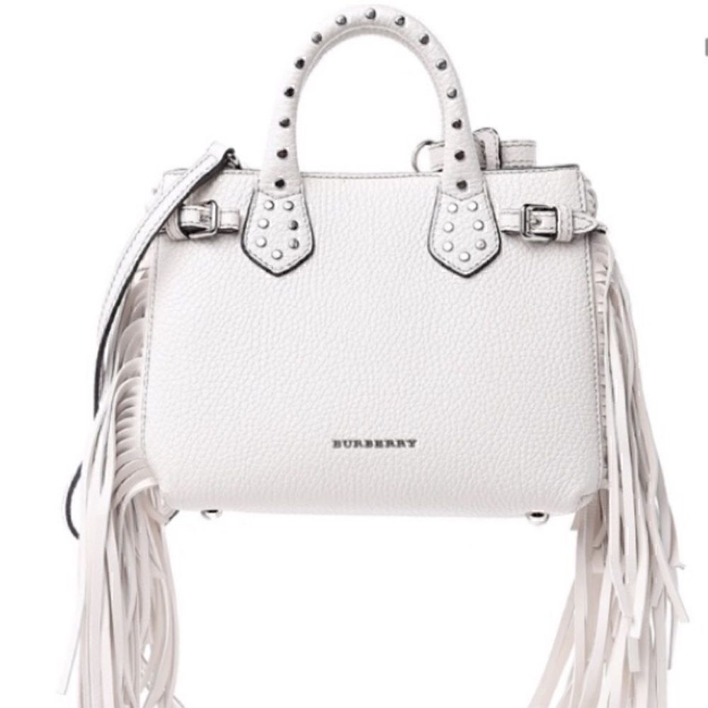 BABY BANNER WHITE STUDDED FRINGE TOTE